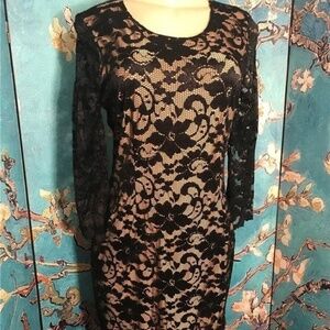 A.B.S Collection Black Lace Beige Lined Dress
